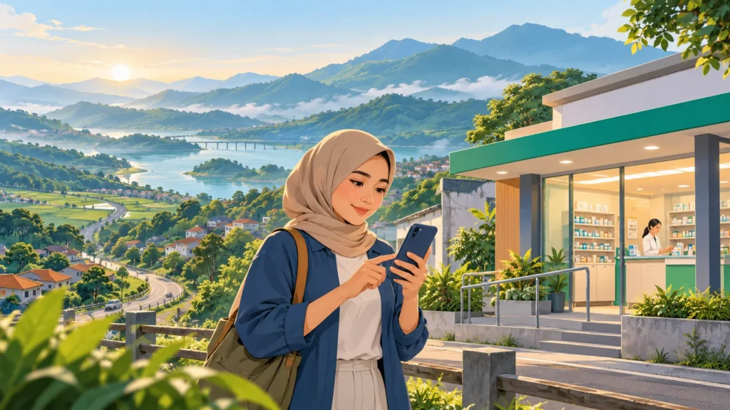 Ilustrasi memeriksa jam operasional apotek sebelum datang